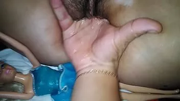 Play Horny couple play with pussy and barbie doll part 4